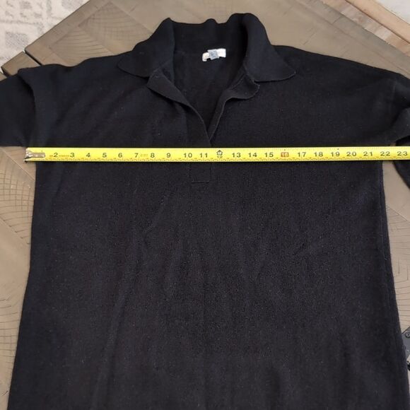 Garnet Hill Frida Polo Black Cashmere Sweater Dress Sz M - Picture 11 of 12
